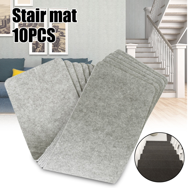 10pcs Stair Tread Carpet Mat Self Adhesive Non Slip Washable Step Staircase Pad Com