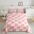 thumbnail image 3 of Feelyou Pink Fashion Check Bedding Comforter Set, Cartoon Pixelate Miner Twin Comforter Sets, Modern Plaid Buffalo Reversible Bedding Set, Breathable Home Decor, 2 Pieces, 3 of 9