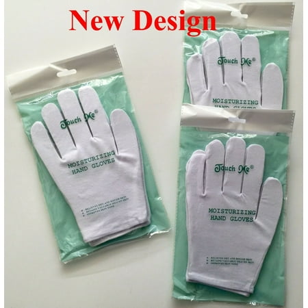 

3 Pairs of Touch Me (TM) Cotton / Spandex Moisturizing Hand Gloves - 3 Pairs
