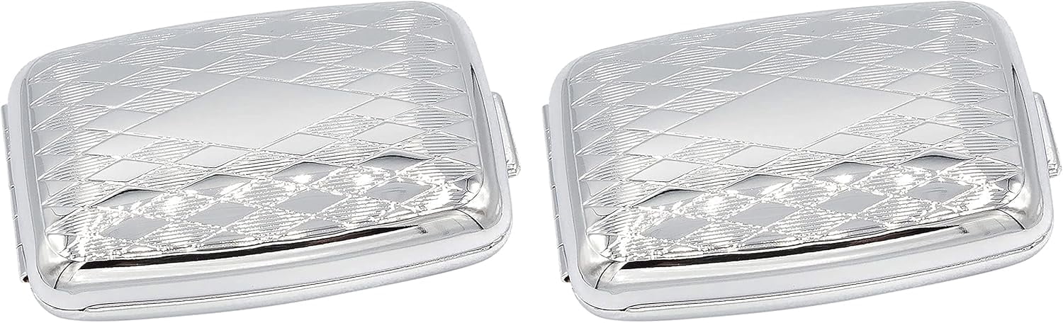 Set of 2 Etched Rectangular Pocket Purse Pill Box & Organizer With Dual Compartments (Diamond Pattern)