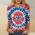 thumbnail image 2 of FAVIPT 4th of July Womens Shirts 3/4 Sleeve Crew Neck Tops American Flag Patriotic Print Blouses Casual Dressy Summer 2025 Tunic Tees Multicolor,XL, 2 of 5