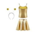 thumbnail image 2 of iiniim Alien Costume for Girls Metallic Dress Alien Holographic Cami Top with Pleated Skirts and Hair Hop Gold 14, 2 of 7