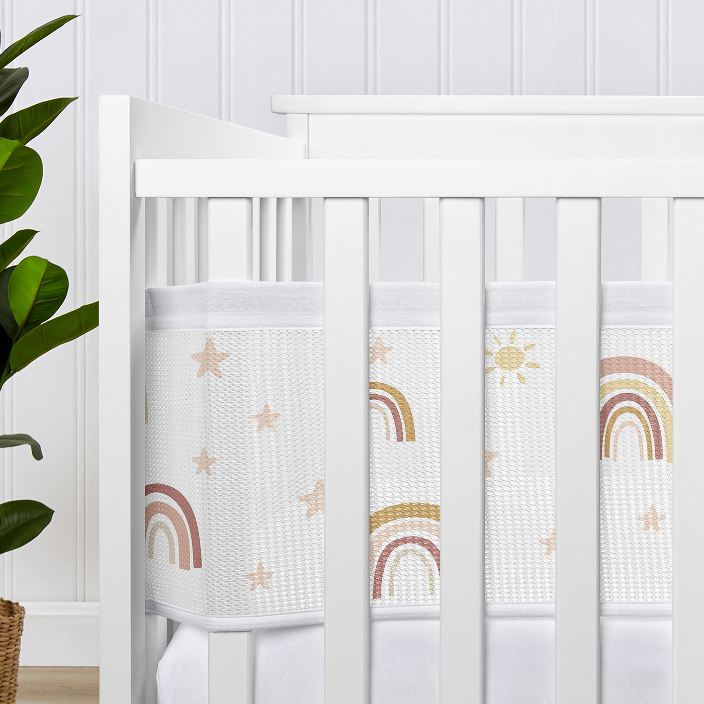 Sweet Jojo Designs + BreathableBaby Boho Rainbow Pink Gold and Taupe Breathable Mesh Crib Liner Pad