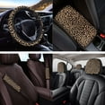 thumbnail image 4 of Yuyamidu Leopard Print Car Seat Cover Full Set of 14 Fashion Steering Wheel Cover Seat Belt Covers Car Center Control Cover Headrest Covers Coasters Key Ring, 4 of 7