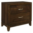 thumbnail image 4 of Nibo 28 Inch Nightstand- 2 Drawers- Satin Brass Handles- Brown Solid Wood, 4 of 6