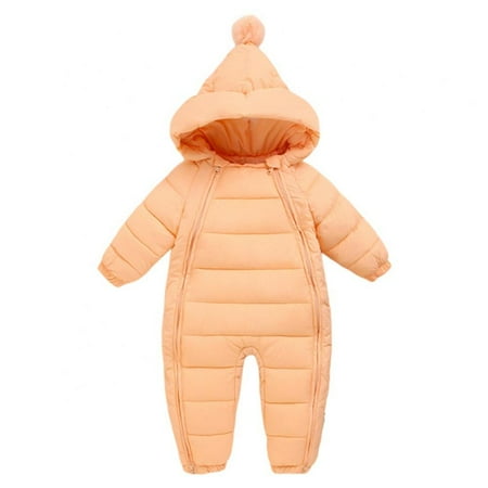 

Snowsuit Jumpsuit Zip Padded Jumpsuit Long Sleeve Winter Down Jacket Hooded Jumpsuit Down Jacket 0-18M