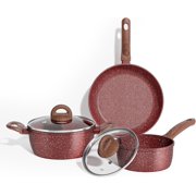 Stainless Steel Pots and Pans Set Non Toxic, 6PCs Kitchen Cookware Sets with Stay-Cool Handles, Non-Stick, Dishwasher Safe&Compatible with All Stovetops(Gas,Electric&Induction)
