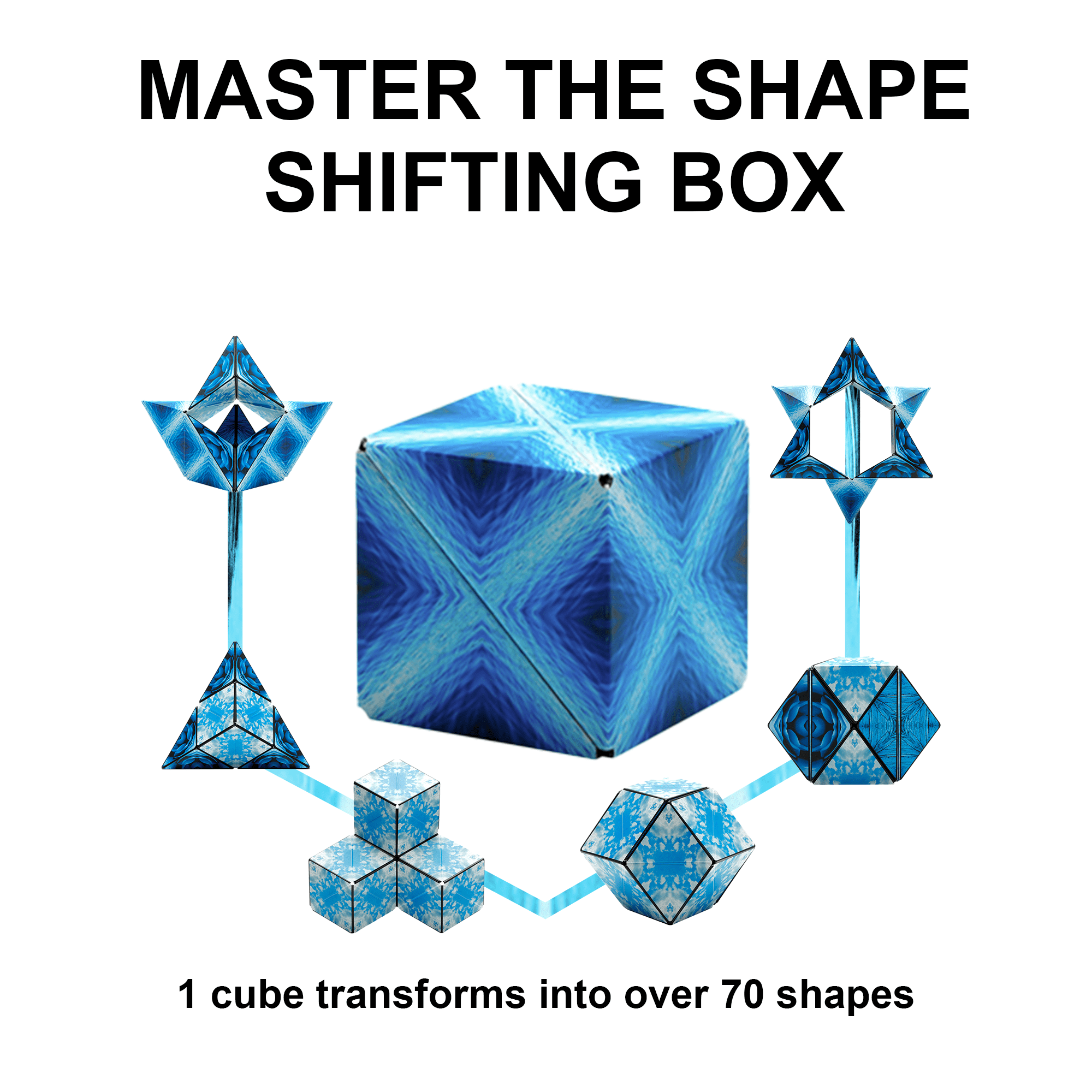 SHASHIBO - The Shape Shifting Box (36 Rare Earth Magnets) STEM/STEAM Fidget Geometric 3D Magnetic Transforming Magnetic Box Magic Cube - Blue Planet