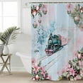 thumbnail image 2 of Pink Blue Christmas Shower Curtains for Bathroom Waterproof Fabric Bath Curtains Decor Bath Tub Curtain Xmas Train Snowflake Botanical Decorative Shower Curtain Sets with 12 Hooks, 72x72 Inch, 2 of 6