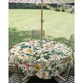 thumbnail image 3 of Outdoor Tablecloth with Umbrella Hole Zipper Botanical Print Round Tablecloth 60" Waterproof Outside Table Cloth Vintage Plants Herbs Fruit Flower Patio Table Cover Tablecloths for Picnic Party, 3 of 8