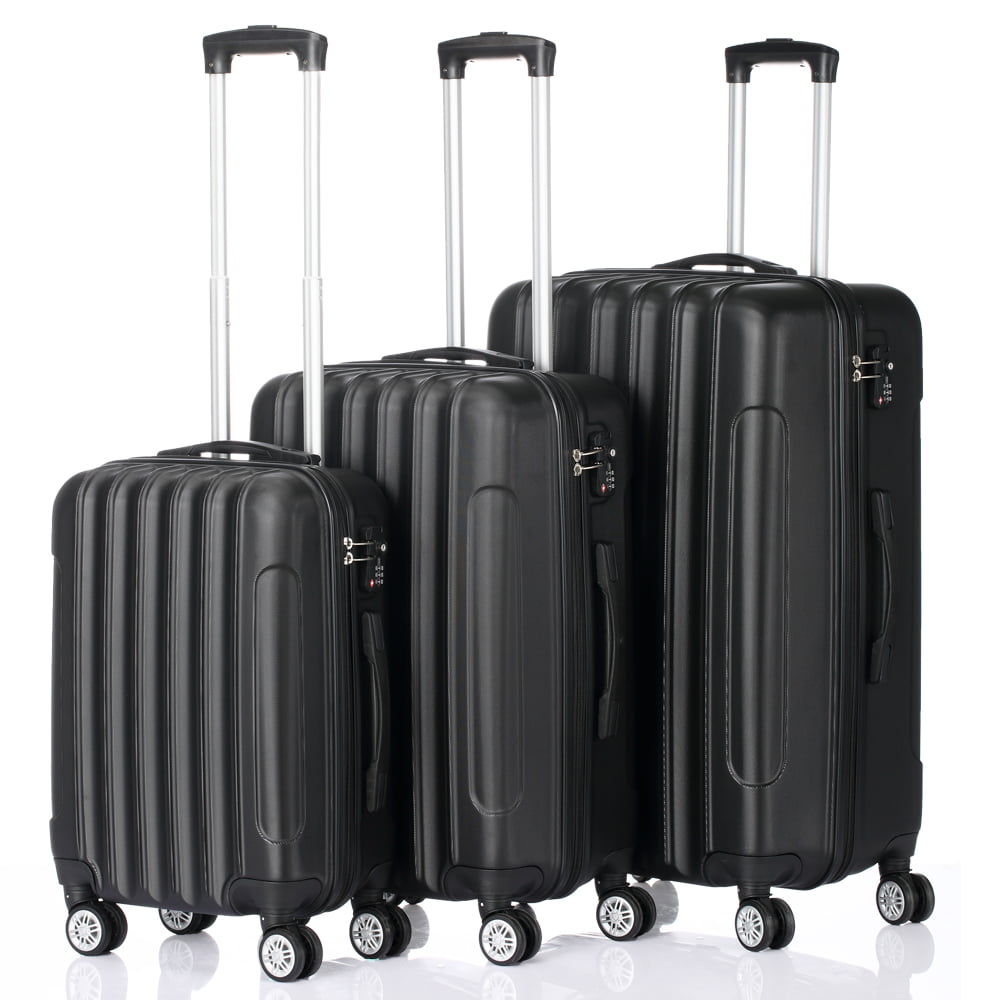 Carry-On Luggage With Wheels Travel Suit Case For Men And Women,Lightweight Tsa Lock Spinner 20in/24in/28in Black Luggage Sets Of 3 