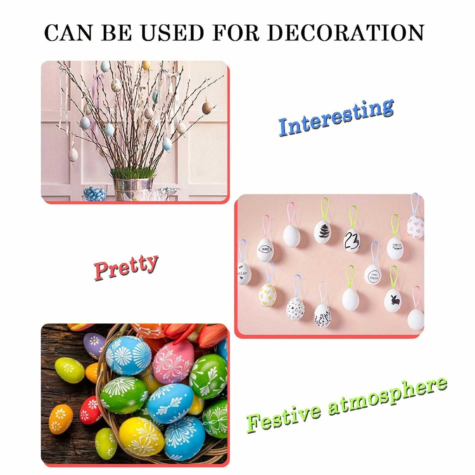REZUOFI 96 Pcs Easter Eggs Craft Kit for Creative Painting and Decorating, Unfinished Plastic Eggs with Brushes, Fun Art Activity for Home and Classroom 8cm