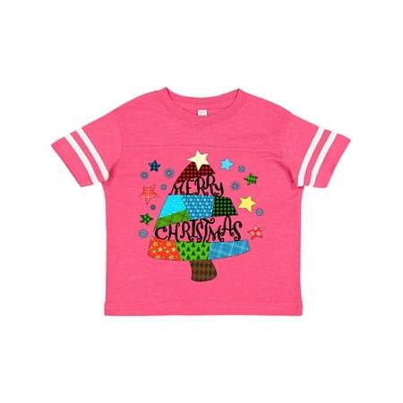 

Inktastic Merry Christmas Patchwork Quilting Tree Gift Toddler Boy or Toddler Girl T-Shirt