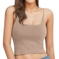 thumbnail image 4 of Krdevn Women's Seamless Built-In Bra Crop Camisole Wireless Adjustable Spaghetti Strap Tank Top,M, 4 of 4