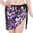 thumbnail image 3 of AGWOLF Sequin Skirt for Women Glitter Mermaid Mini Skirts Sparkly Belly Dance Hip Scarf Music Party Rave Wrap Skirt, 3 of 7