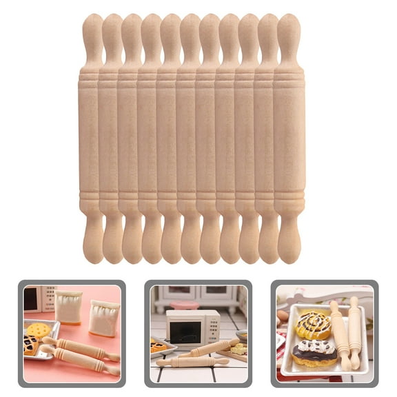 LOLIPPYY Mini Rolling Pin Set Khaki Color 11 Pieces Compact 2.0x0.3x0.3 Inch Kitchen Baking Tool