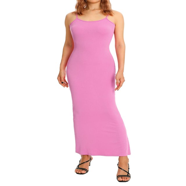 EIMELI Femmes Sans Manches Longue Bodycon Maxi-Tank Scoop Cou Robe Crayon Casual Caramel L