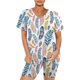 thumbnail image 4 of ICHUANYI Clearance Women Two Piece Outfits Summer Short Sleeve Round Neck Biker Shorts Set Cycling Suit(Blue, XXL) ICHUANYI WER2023081501492, 4 of 7