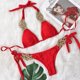 thumbnail image 1 of Traje de baño de bikini de color sólido dividido traje de baño de mujer sexy tejido a mano, 1 of 6