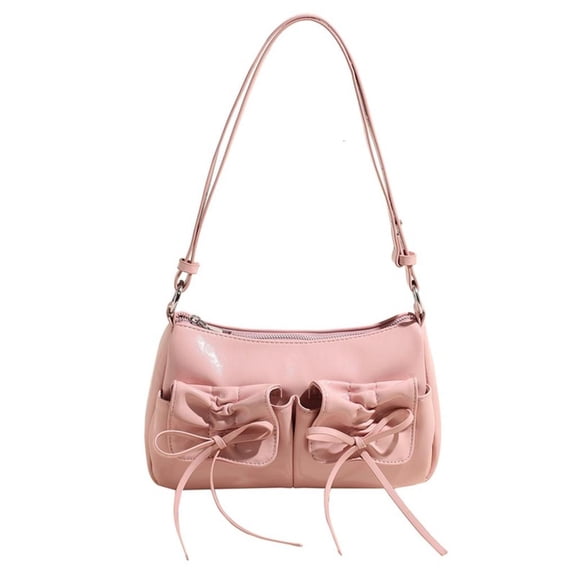 Fashionable Women's PU Handbag with Bows Detail Crossbody Purse Shoulder Bag