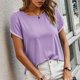 thumbnail image 5 of Top de cuello redondo de manga corta casual de color sólido de verano para mujer OAVQHLG3B Store  lin121212, 5 of 5