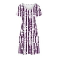 thumbnail image 5 of GaThRRgYP Women's Casual Ruffle Short Sleeve Dress,Women's Fashion Summer Print Short-sleeved V-neck Casual Dress Purple XXL, 5 of 8