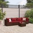 thumbnail image 1 of vidaXL 5 Piece Garden Lounge Set with Cushions Brown Poly Rattan, 1 of 5