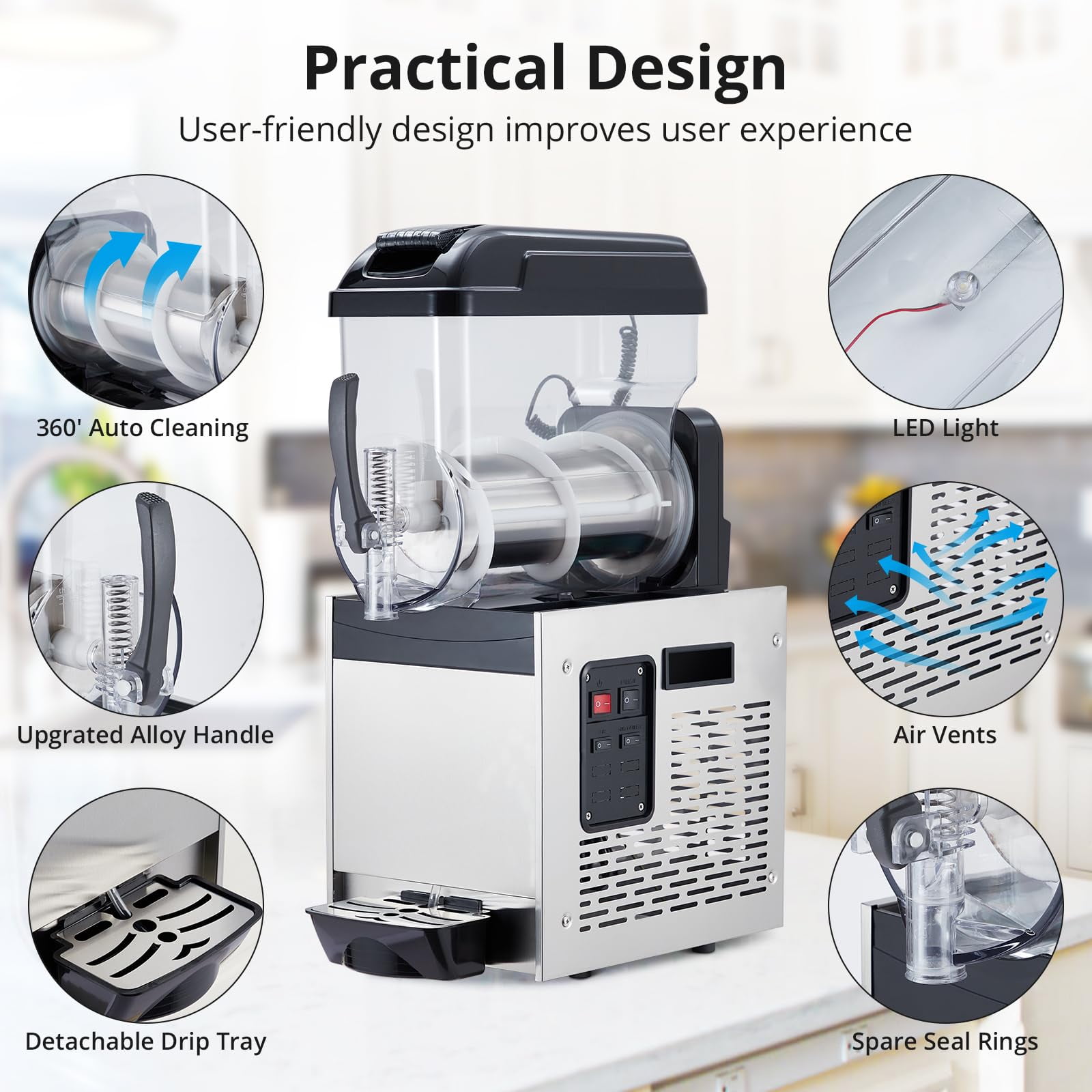 2025 New 12 Tank Commercial Slushy Machine, Quick-Freeze Slushie Machine for Home, Margarita Cocktail Maker Machine for Frozen Drinks, Automatic Clean Frozen Drink Maker for Home Supermarkets