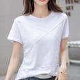 thumbnail image 2 of Womens Summer Tops Cute Shirts for Women Trendy T Shirts Women Long Athletic Top Short Sleeve Tees for V Neck Shirt Dressy Womens Long Sleeve T Thick Sleeved Striped on Clearance White 2XL, 2 of 6