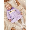 thumbnail image 4 of RUINIXCW Toddler Baby Girl Halloween Dress Outfit Little Baby Girls Fall Smocked Dress Clothes Funny Ghost Pumpkin Spider Embroidery  Doll Collar Long Sleeve Gingham Plaid Dress, 4 of 9