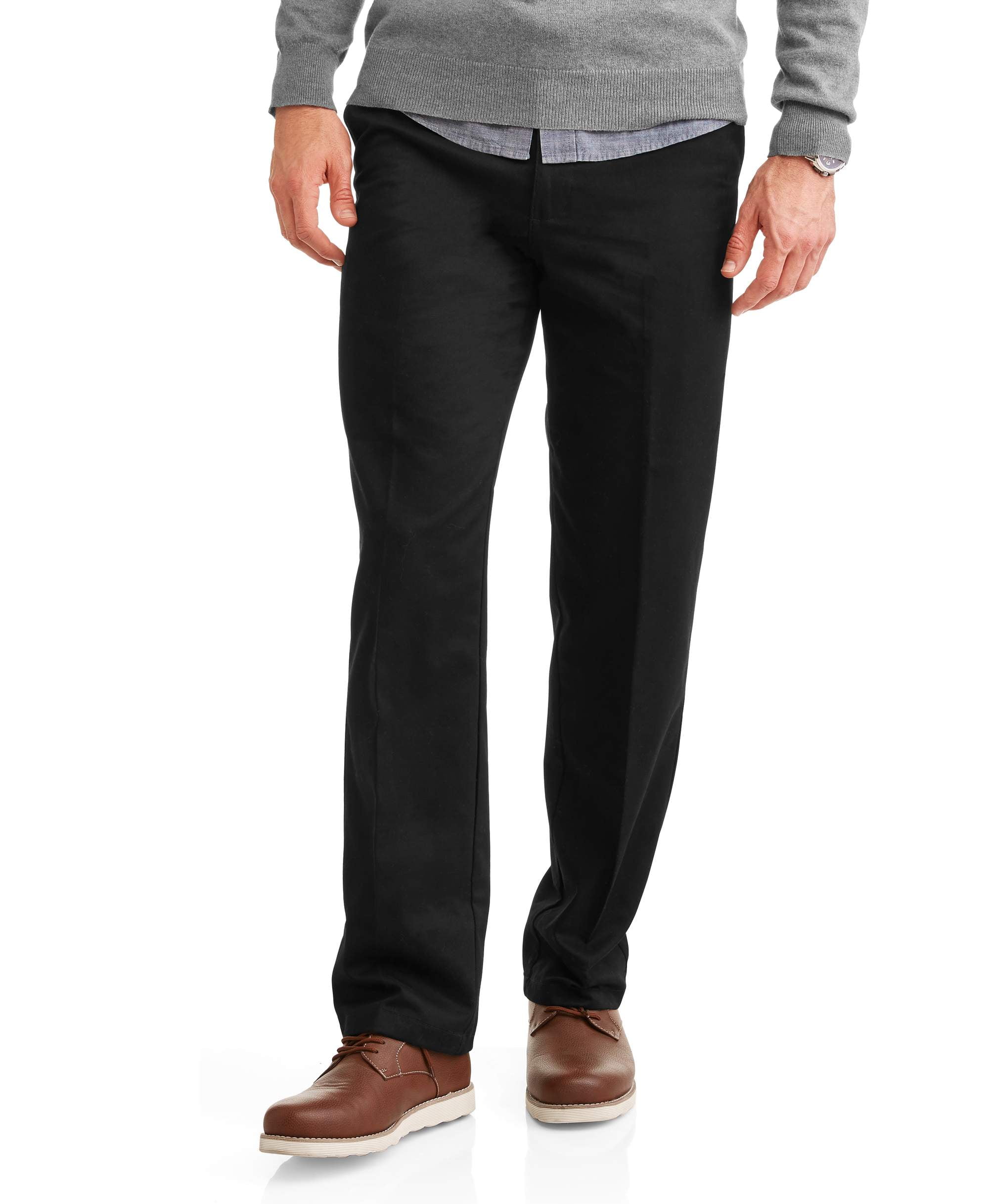 Mens Pant Flat Front Big /& Tall No Iron Wrinkle Fee Black or Navy