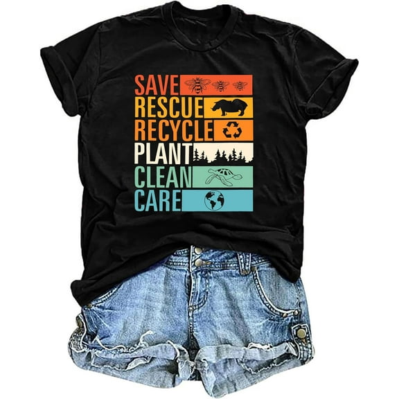 Earth Day Shirt Women Environment Day Shirts Save The Planet T-Shirt Earth Day Gifts Casual Tee Top