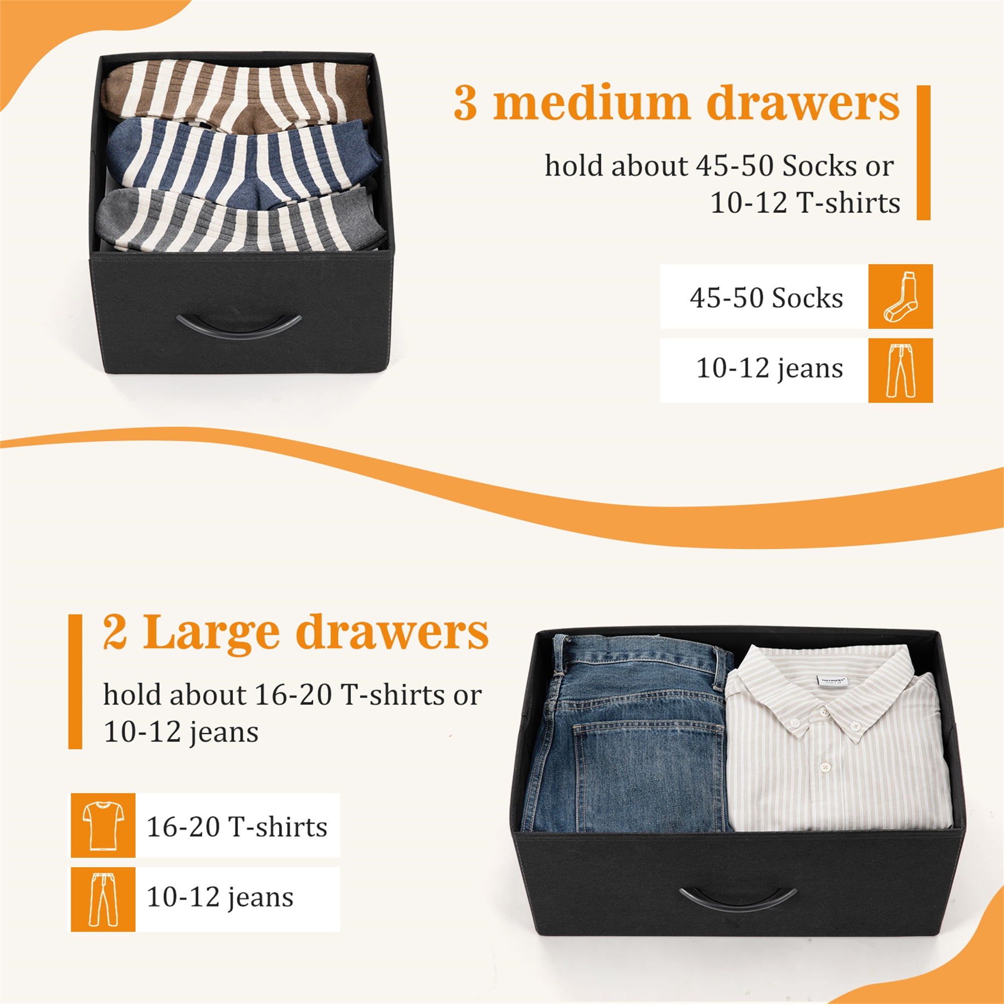 Kepooman Dresser for Bedroom with 5 Drawers, Wide Chest of Drawers, Furniture Storage Tower Unit, Storage Cabinet,Storage Organizer Unit with Fabric Bins for Living Room, Hallway, Black Kepooman Dresser for Bedroom with 5 Drawers, Wide Chest of Drawers, Furniture Storage Tower Unit, Storage Cabinet,Storage Organizer Unit with Fabric Bins for Living Room, Hallway, Black