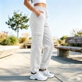 thumbnail image 6 of Guluxicc Women's Cargo Pants with Multi Pocket Loose Drawstring Elastic Waist Jogger Trousers for Jogging Everyday Wear Fall Winter, 6 of 7