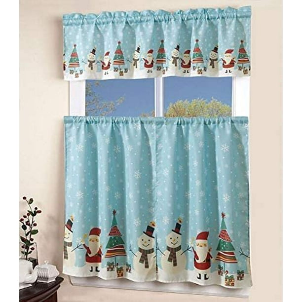 3 Piece Kitchen Curtain Linen set with 2 Tiers 27" W (Each) x 36" L and