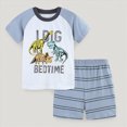 thumbnail image 2 of TOWED22 Toddler Baby Boy Summer Clothes Dinosaur Truck Print Crewneck Short Sleeve Tee Elastic Waist Cargo Shorts 2pcs Outfits(Light Gray,5-6 Y), 2 of 7