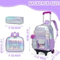 thumbnail image 2 of Sequin Kids Rolling Backpacks for Girls with Wheels Wheeled Backpack for School Lightweight Roller Bookbag Purple, 2 of 7