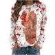 thumbnail image 1 of Sudadera informal con cuello redondo y mangas largas con estampado de Halloween para mujer, sudadera sin capucha con estampado de sangre personalizado Pompotops  FGAJ18977, 1 of 5