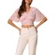 thumbnail image 1 of INSPIRAR CHIC Blusas Cortas de Manga Corta con Cuello en V de Verano con Estampado Floral XS Rosa Claro, 1 of 6