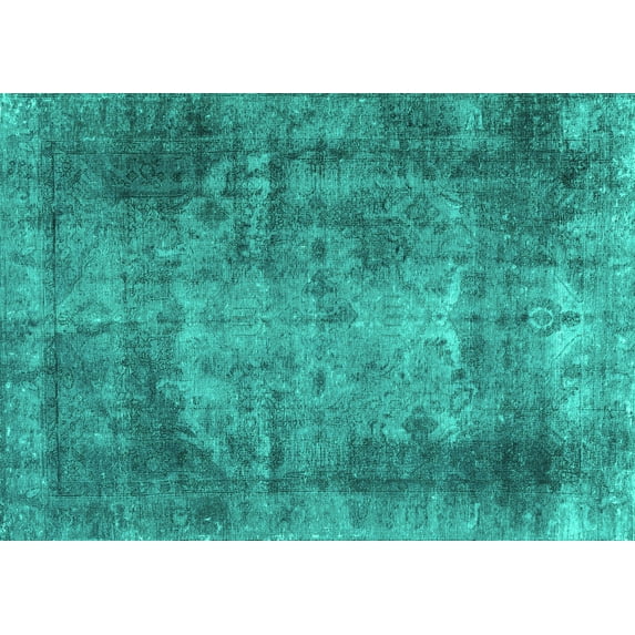 Ahgly Company Machine Washable Indoor Rectangle Persian Turquoise Blue Traditional Area Rugs, 2' x 5'