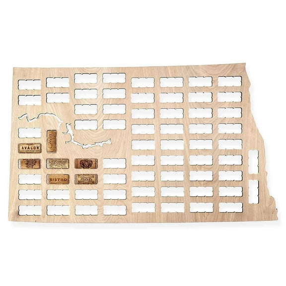 Torched North Dakota Wine Cork Map Wall Mount Decor 24"x24"x18" Beige