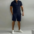 thumbnail image 3 of Short Sets for Men Summer Casual Short Sleeve Quarter Zip Polo Shirt and Shorts 2 Piece Matching Set Tracksuit, 3 of 5