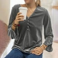 thumbnail image 4 of Women's Vintage Velvet V Neck Long Sleeve Top Blouse Velour Pullover Elegant Casual Solid Color Shirts Tees Tunic, 4 of 7