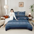 thumbnail image 4 of Feelyou Hippie Bohemian Aztec Bedding Comforter Set, Blue Tribal Square Twin Comforter Sets, Vintage Western Fashion Reversible Bedding Set, Ultra Soft Bedroom Decor, 2 Pieces, 4 of 8