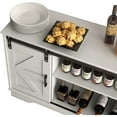 thumbnail image 5 of SSyao Bar Cabinet with Barn 2 Sliding Doors Buffet Farmhouse Storage Cabinet TV Stand (White), 5 of 10