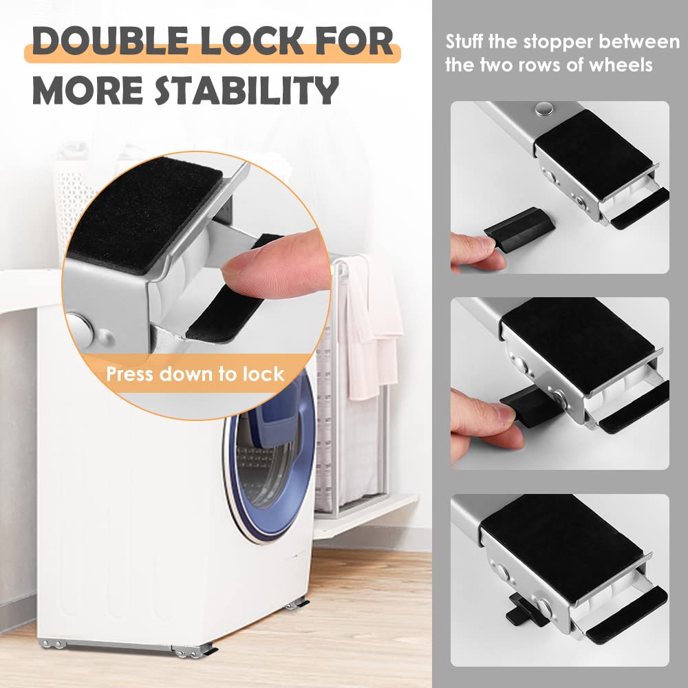 LUCKUP Appliance Rollers Heavy Duty Furniture Dolly Mobile Roller, Washing Machine Stand with Wheels Mobile Base for Refrigerators, Dryers, Washing Machines, Support 660 LB, Gray