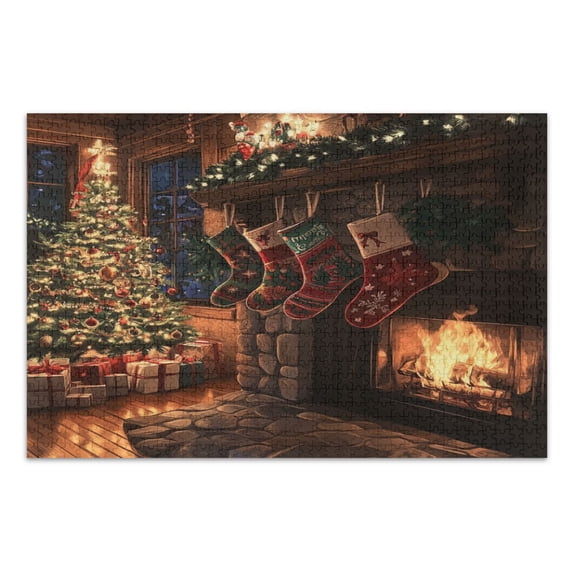 WOBOGO Christmas Stockings Anime Jigsaw Puzzle Challenge 500 Piece Jigsaw Suitable for Game Night Finished Size 20.5 x 14.9in