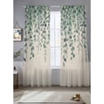 thumbnail image 2 of Teal Green Eucalyptus Leaves Sheer Curtains 84 Inch Length 2 Panels Set, Spring Plants Country Beige Voile Window Treatment Rod Pocket Curtains Sheers Drapes for Bedroom/Living Room/Kitchen 52"x84"x2, 2 of 7