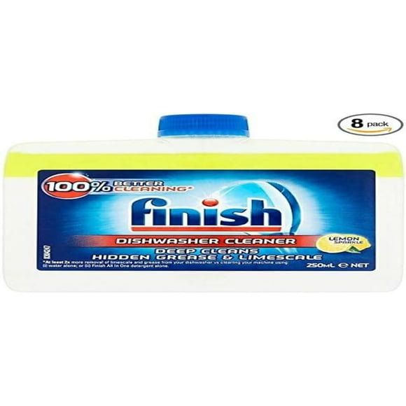 Finish Nettoyant pour Lave-Vaisselle Double Action Citron Étincelant 250 ml (Lot de 8)