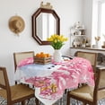 thumbnail image 3 of Pink Christmas Table Cloth Waterproof Tablecloths, Snowman Xmas Tree Ball Gifts Winter Tablecloth Dining Table Cover for Kitchen Party Tabletop Outdoor, Square Tablecloth 60x60 Inch, 3 of 9